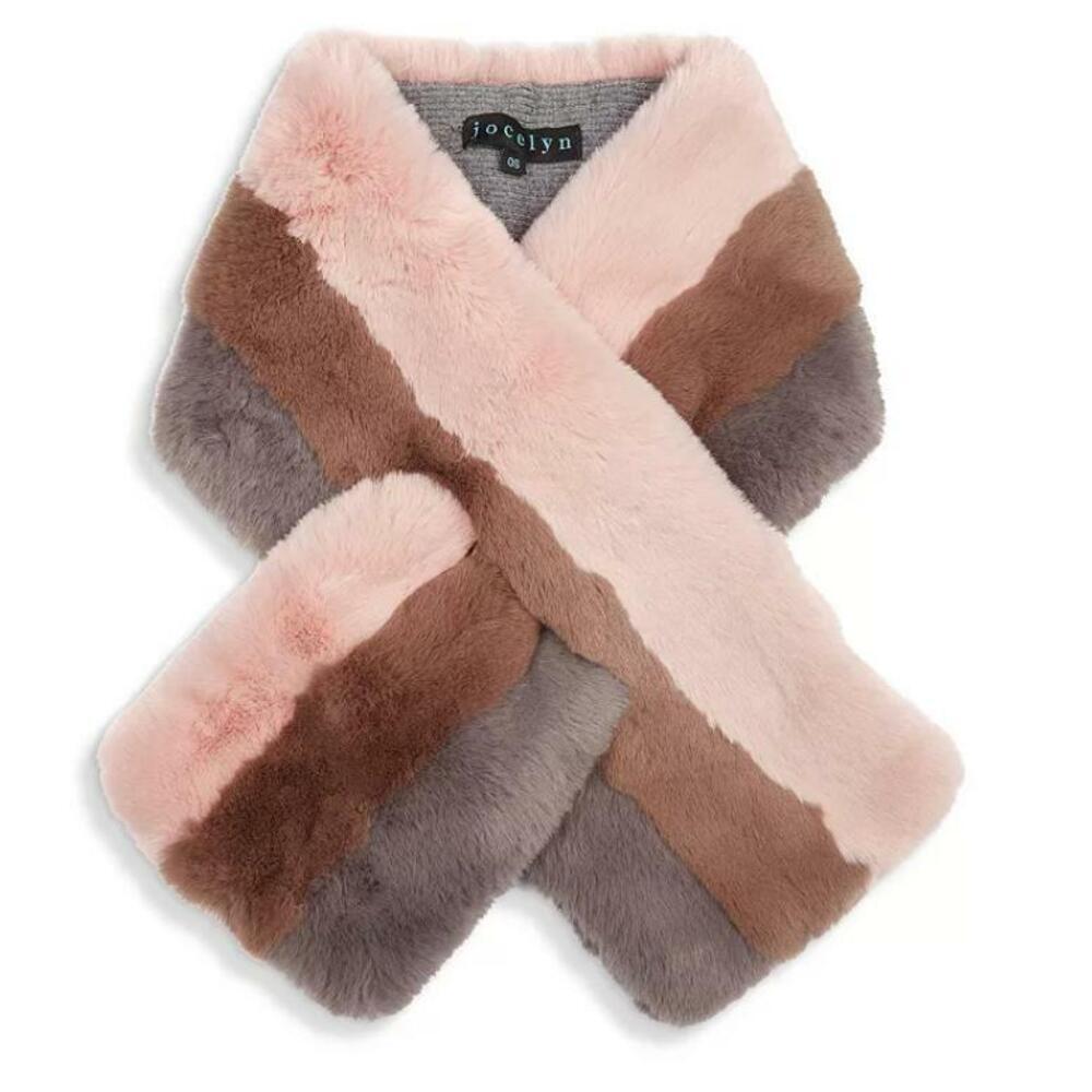 Jocelyn Women's Multicolor Striped Faux Fur Scarf One Size